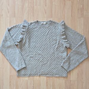 Rylee + Cru La Reina Sweater Shoulder Ruffle Agave Medium